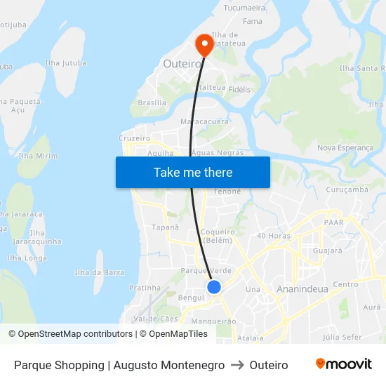 Parque Shopping | Augusto Montenegro to Outeiro map