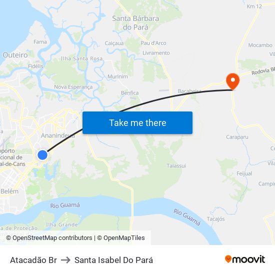 Atacadão Br to Santa Isabel Do Pará map