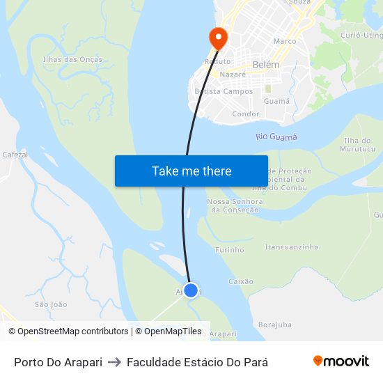 Porto Do Arapari to Faculdade Estácio Do Pará map