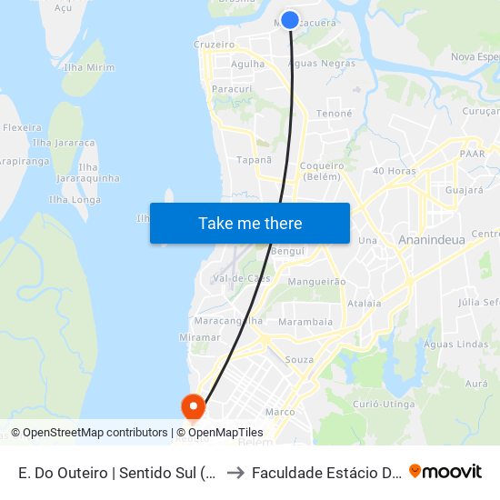 E. Do Outeiro | Sentido Sul (Ponto 2) to Faculdade Estácio Do Pará map