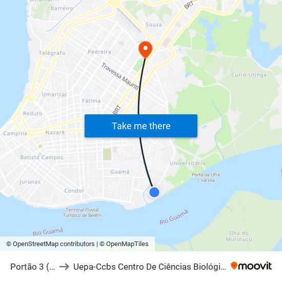 Portão 3 (Sentido Básico) to Uepa-Ccbs Centro De Ciências Biológicas E Da Saúde Da Universidade Estadual Do Pará map