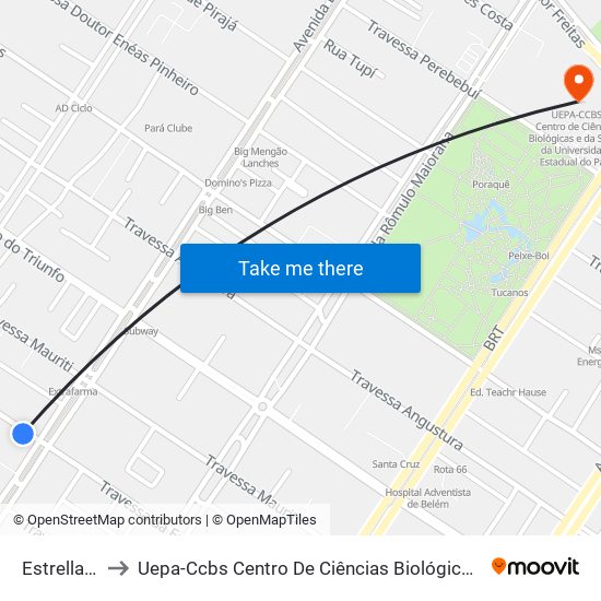 Estrella Com Duque to Uepa-Ccbs Centro De Ciências Biológicas E Da Saúde Da Universidade Estadual Do Pará map