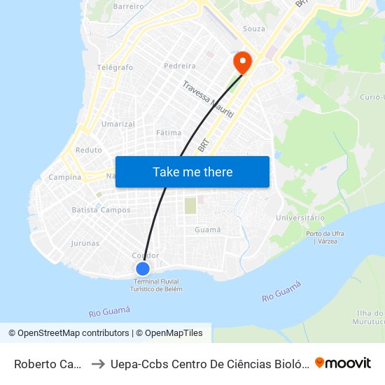 Roberto Camelier Com Gaiapos to Uepa-Ccbs Centro De Ciências Biológicas E Da Saúde Da Universidade Estadual Do Pará map