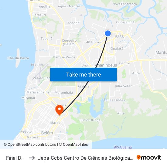 Final Da Linha | Icuí to Uepa-Ccbs Centro De Ciências Biológicas E Da Saúde Da Universidade Estadual Do Pará map