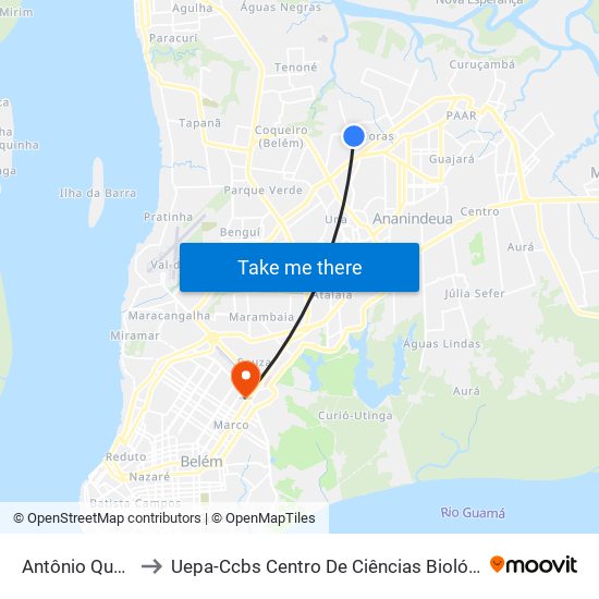 Antônio Queiroz | Sentido Norte to Uepa-Ccbs Centro De Ciências Biológicas E Da Saúde Da Universidade Estadual Do Pará map