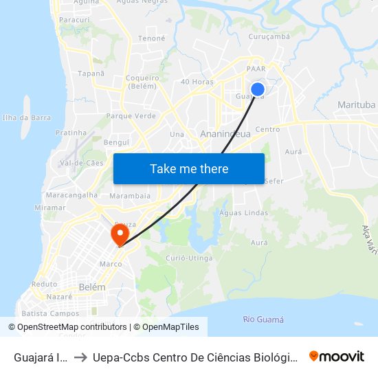 Guajará I Com Maguari to Uepa-Ccbs Centro De Ciências Biológicas E Da Saúde Da Universidade Estadual Do Pará map