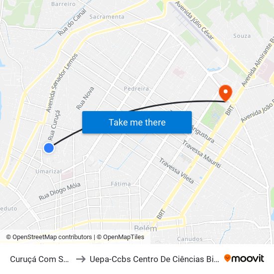 Curuçá Com Soares Carneiro | Sentido Sul to Uepa-Ccbs Centro De Ciências Biológicas E Da Saúde Da Universidade Estadual Do Pará map