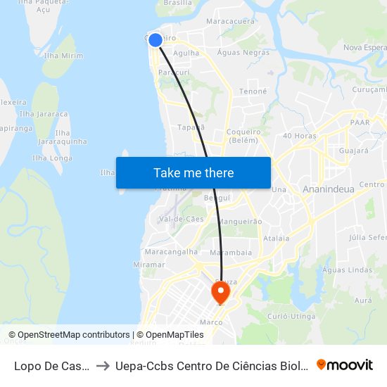 Lopo De Castro Com P. Júlio Maria to Uepa-Ccbs Centro De Ciências Biológicas E Da Saúde Da Universidade Estadual Do Pará map