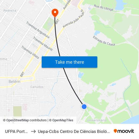UFPA Portão 6 | Sentido Ufra to Uepa-Ccbs Centro De Ciências Biológicas E Da Saúde Da Universidade Estadual Do Pará map