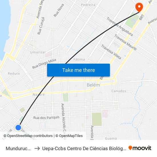 Mundurucus Com Apinagés to Uepa-Ccbs Centro De Ciências Biológicas E Da Saúde Da Universidade Estadual Do Pará map