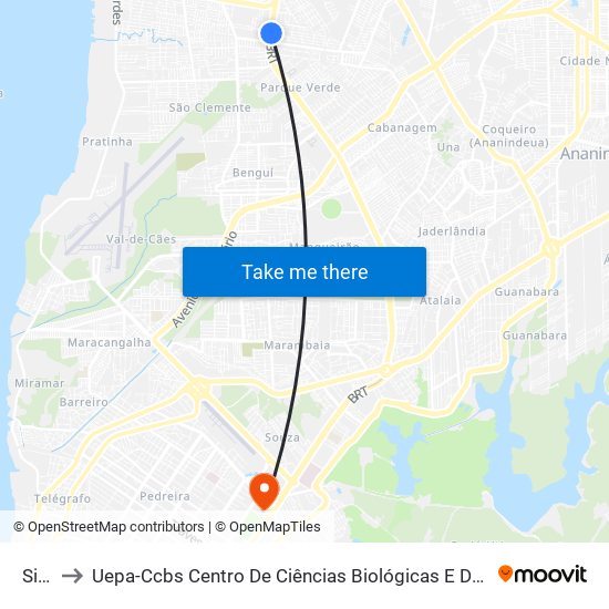 Sideral to Uepa-Ccbs Centro De Ciências Biológicas E Da Saúde Da Universidade Estadual Do Pará map