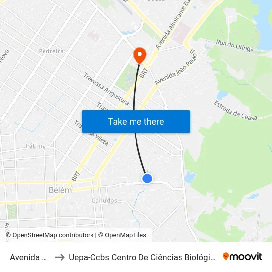 Avenida Tucunduba, 747 to Uepa-Ccbs Centro De Ciências Biológicas E Da Saúde Da Universidade Estadual Do Pará map