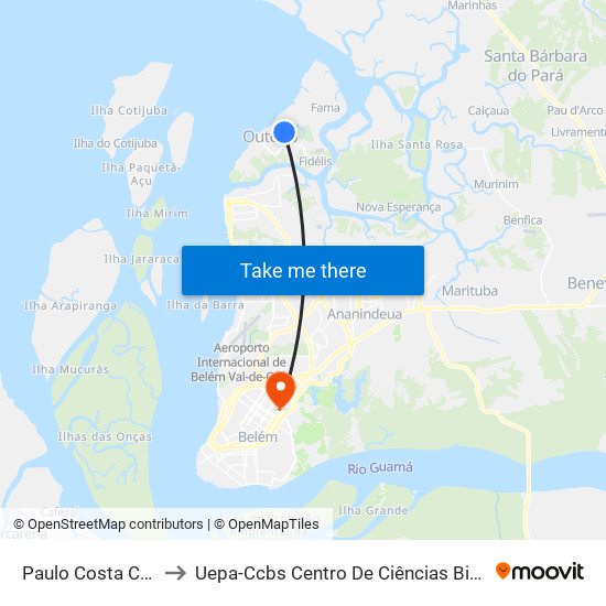 Paulo Costa Com Botafogo | Sentido Sul to Uepa-Ccbs Centro De Ciências Biológicas E Da Saúde Da Universidade Estadual Do Pará map