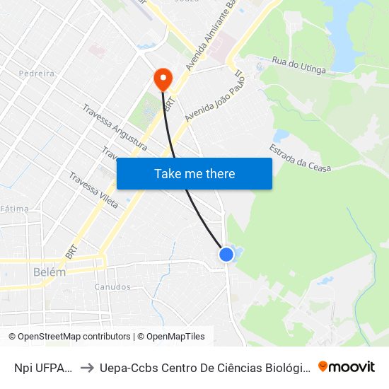 Npi UFPA | Sentido Norte to Uepa-Ccbs Centro De Ciências Biológicas E Da Saúde Da Universidade Estadual Do Pará map