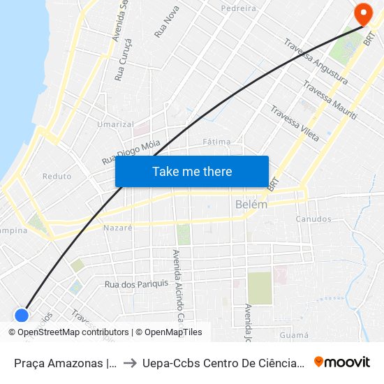 Praça Amazonas | Cesário Alvim Com 16 De Novembro to Uepa-Ccbs Centro De Ciências Biológicas E Da Saúde Da Universidade Estadual Do Pará map
