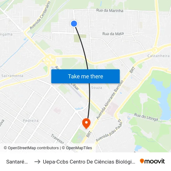 Santarém Com Médici II to Uepa-Ccbs Centro De Ciências Biológicas E Da Saúde Da Universidade Estadual Do Pará map