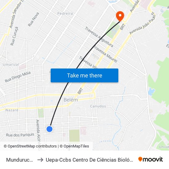 Mundurucus Com 3 De Maio to Uepa-Ccbs Centro De Ciências Biológicas E Da Saúde Da Universidade Estadual Do Pará map