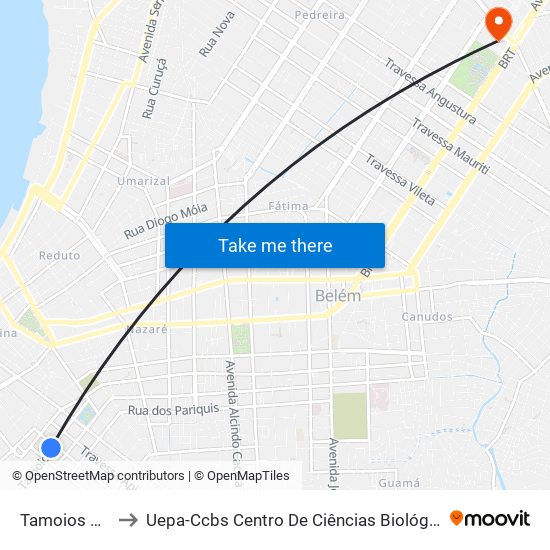 Tamoios Com Tupinambás to Uepa-Ccbs Centro De Ciências Biológicas E Da Saúde Da Universidade Estadual Do Pará map