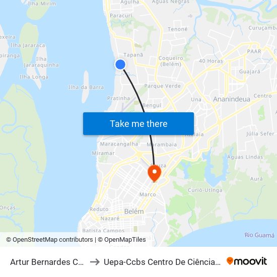 Artur Bernardes Com Pass. Estrela Dalva | Sentido Norte to Uepa-Ccbs Centro De Ciências Biológicas E Da Saúde Da Universidade Estadual Do Pará map