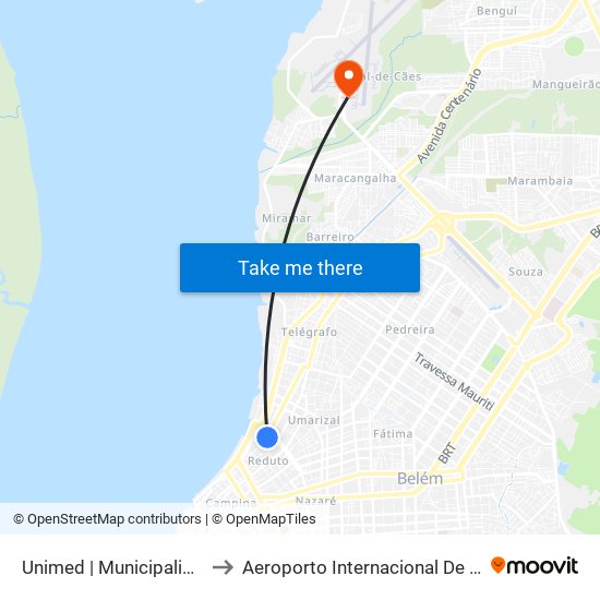 Unimed | Municipalidade Com Doca to Aeroporto Internacional De Belém Val-De-Cans map