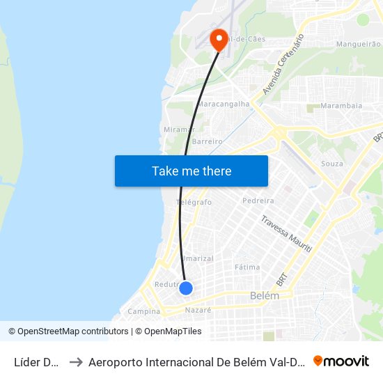 Líder Doca to Aeroporto Internacional De Belém Val-De-Cans map