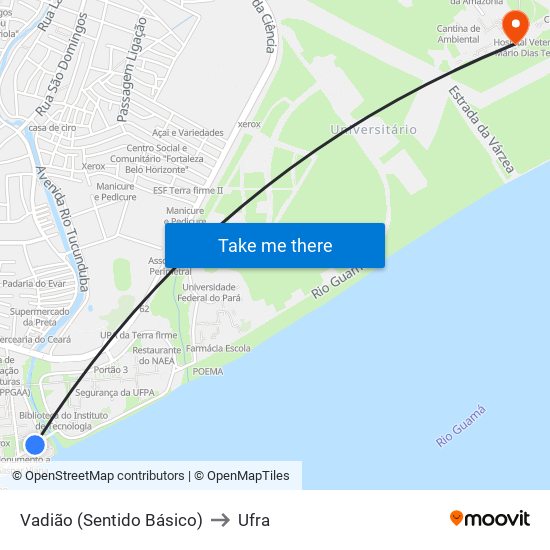 Vadião (Sentido Básico) to Ufra map
