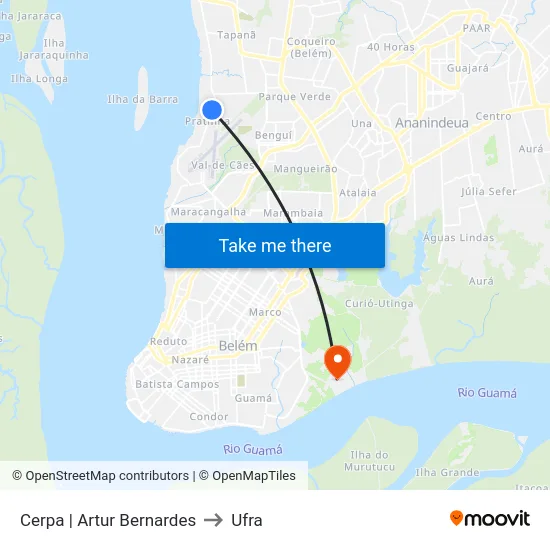 Cerpa | Artur Bernardes to Ufra map