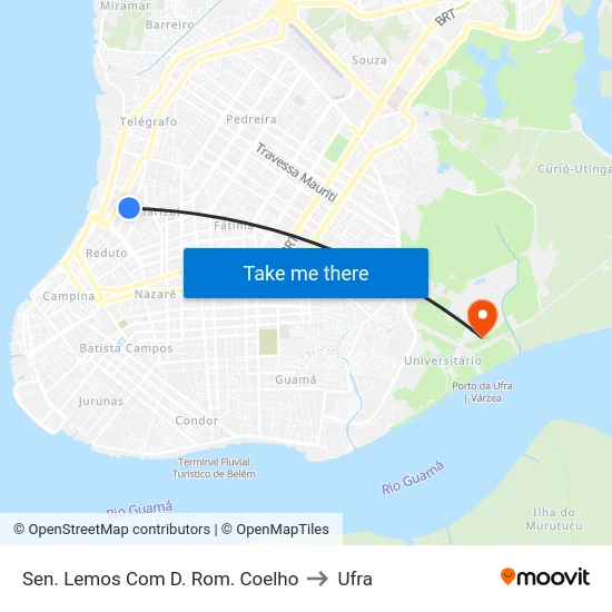 Sen. Lemos Com D. Rom. Coelho to Ufra map