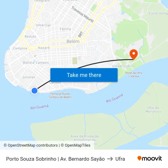 Porto Souza Sobrinho | Av. Bernardo Sayão to Ufra map