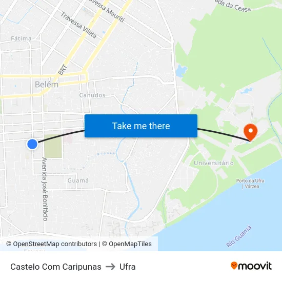 Castelo Com Caripunas to Ufra map