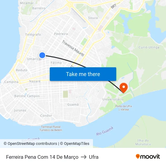 Ferreira Pena Com 14 De Março to Ufra map