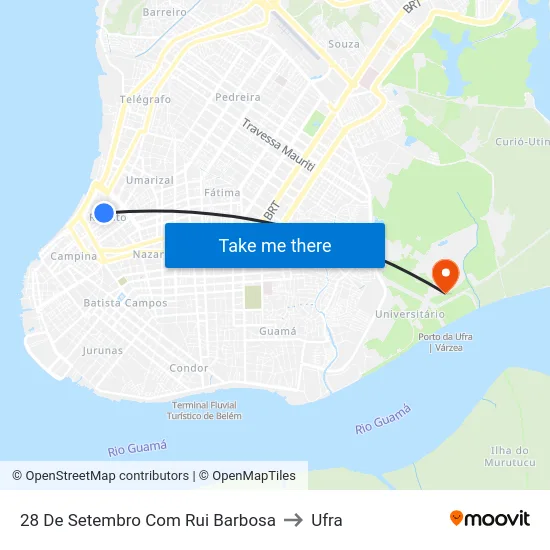 28 De Setembro Com Rui Barbosa to Ufra map