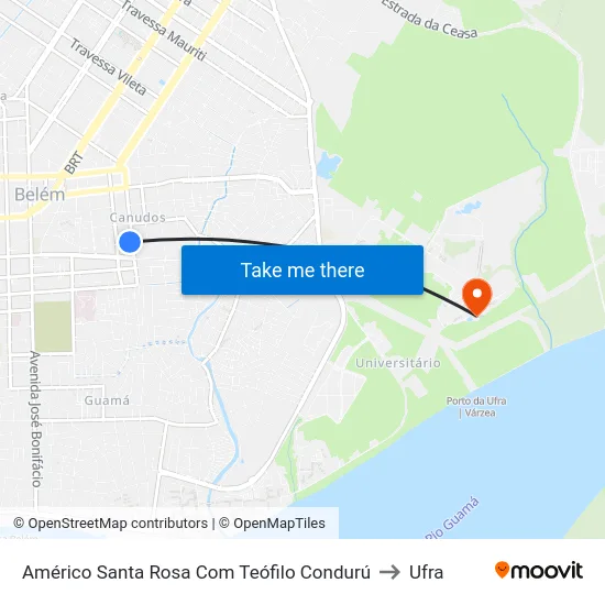 Américo Santa Rosa Com Teófilo Condurú to Ufra map