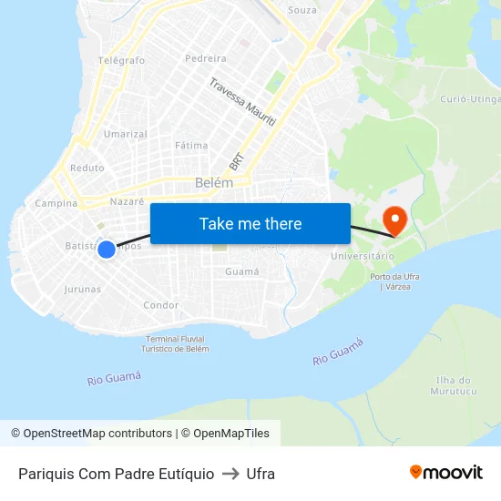 Pariquis Com Padre Eutíquio to Ufra map