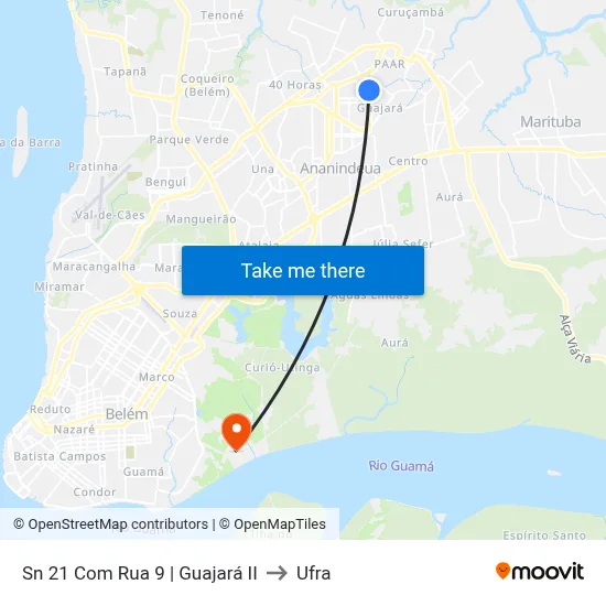 Sn 21 Com Rua 9 | Guajará II to Ufra map