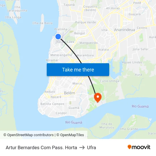 Artur Bernardes Com Pass. Horta to Ufra map