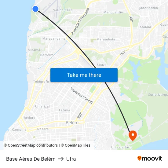 Base Aérea De Belém to Ufra map
