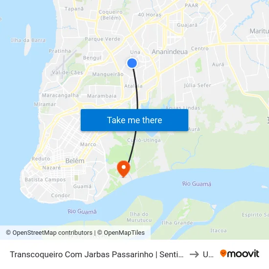 Transcoqueiro Com Jarbas Passarinho | Sentido Belém to Ufra map