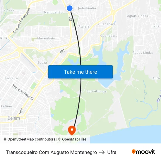 Transcoqueiro Com Augusto Montenegro to Ufra map