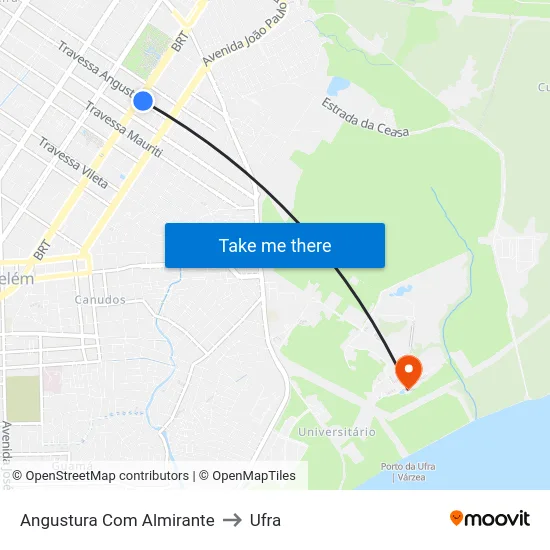 Angustura Com Almirante to Ufra map