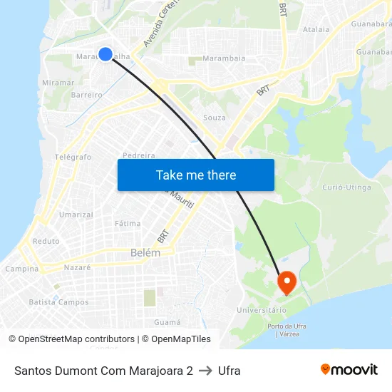 Santos Dumont Com Marajoara 2 to Ufra map