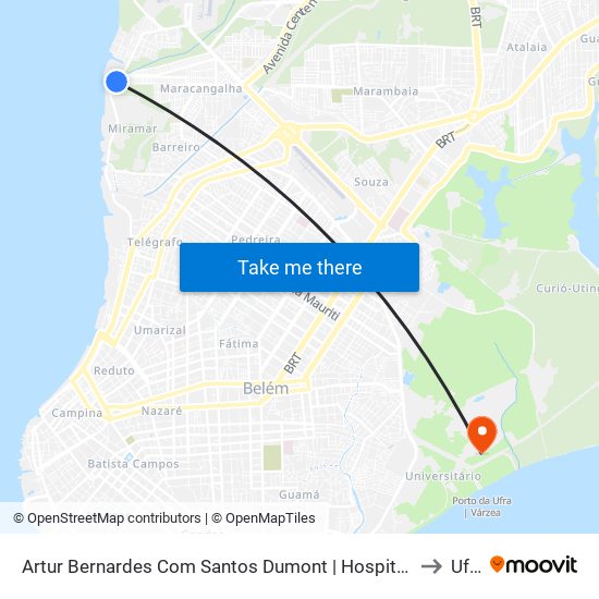 Artur Bernardes Com Santos Dumont | Hospital Sarah to Ufra map
