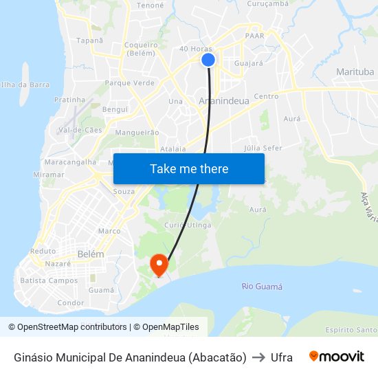 Ginásio Municipal De Ananindeua (Abacatão) to Ufra map