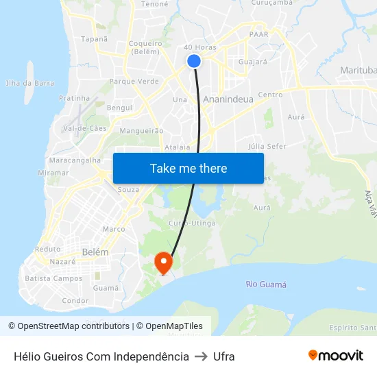 Hélio Gueiros Com Independência to Ufra map