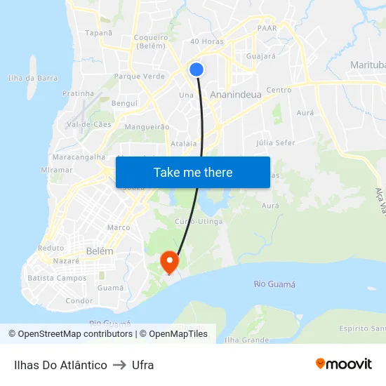 Ilhas Do Atlântico to Ufra map