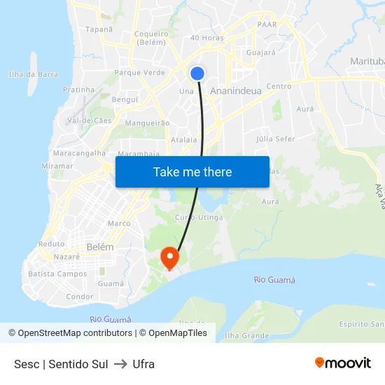 Sesc | Sentido Sul to Ufra map