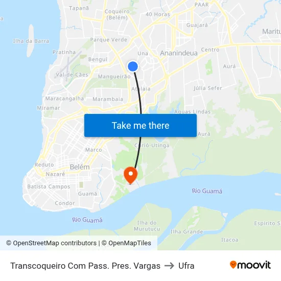 Transcoqueiro Com Pass. Pres. Vargas to Ufra map