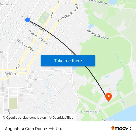 Angustura Com Duque to Ufra map