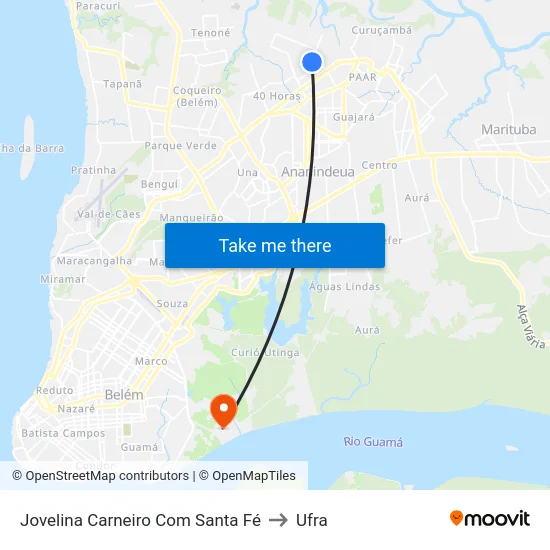 Jovelina Carneiro Com Santa Fé to Ufra map