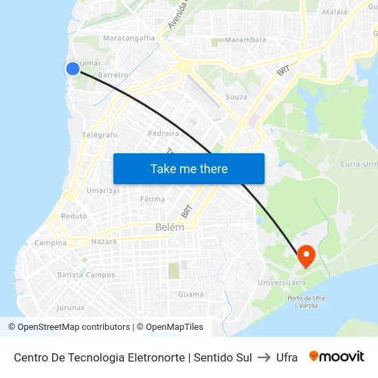 Centro De Tecnologia Eletronorte | Sentido Sul to Ufra map